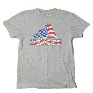 Adidas American Flag Logo Gray T-Shirt Men's Size Medium